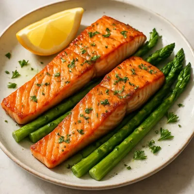 Gebratener Lachs mit Spargel