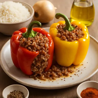 Gefüllte Paprika mit magerem Rindfleisch