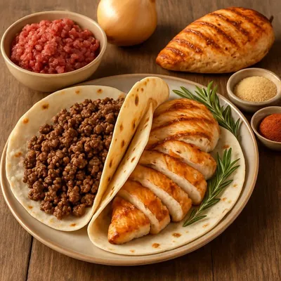 Zweierlei Tacos mit Rind und Hähnchen