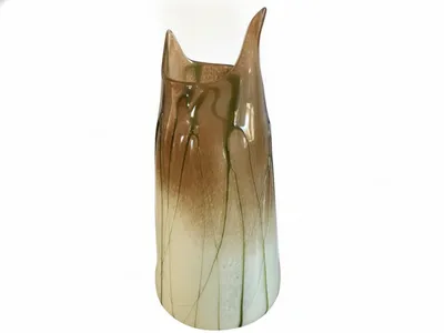 Vase Glas groß Selva Verde massiv grün und beige braun 44cm von Gilde