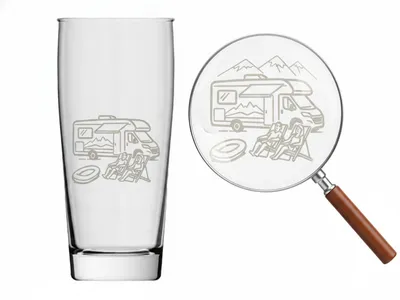 Bierglas Gravur Camper mit Wohnmobil 500ml spülmaschinenfest