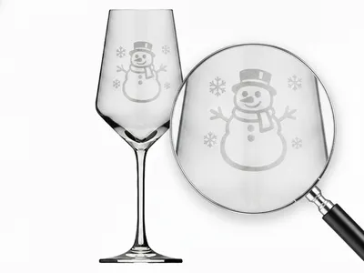 1x Weinglas mit Gravur Schneemann 350ml spülmaschinenfest für festliche Anlässe