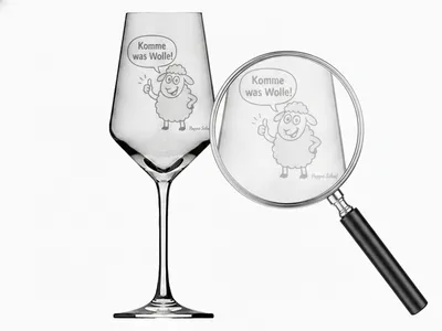 Weinglas Gravur Puppa Schaf kommen was Wolle 350ml spülmaschinenfest und robust