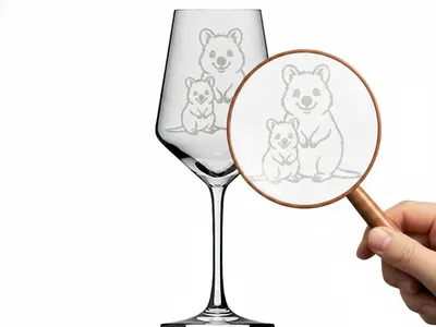Valhalla Weinglas Quokka mit Baby spülmaschinenfest 350ml Design für Weingenießer
